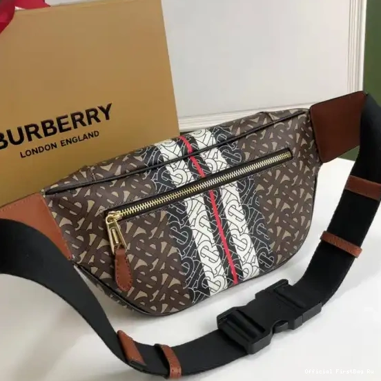 Official First Bag Ru BURBERRY E-CANVAS BUM BAG STRIPE TMONOGRAM PRINT 0527